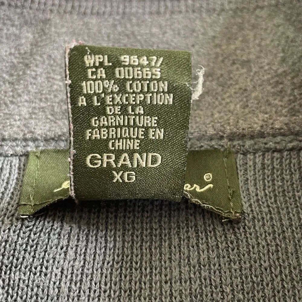 Eddie Bauer Men Pullover XL Tall Gray Thick Knit Heavyweight Faux Collar 1/4 Zip
